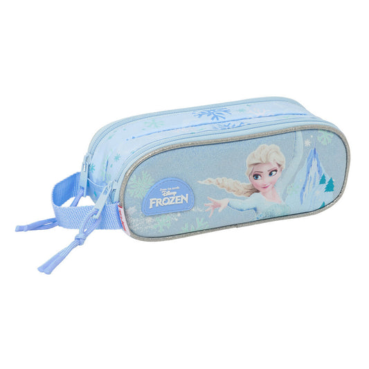 Portatodo doble azul de Frozen con Elsa, dos cremalleras y asa lateral