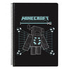 Cuaderno A5 Minecraft SAFTA negro con espiral metálico y personaje pixelado