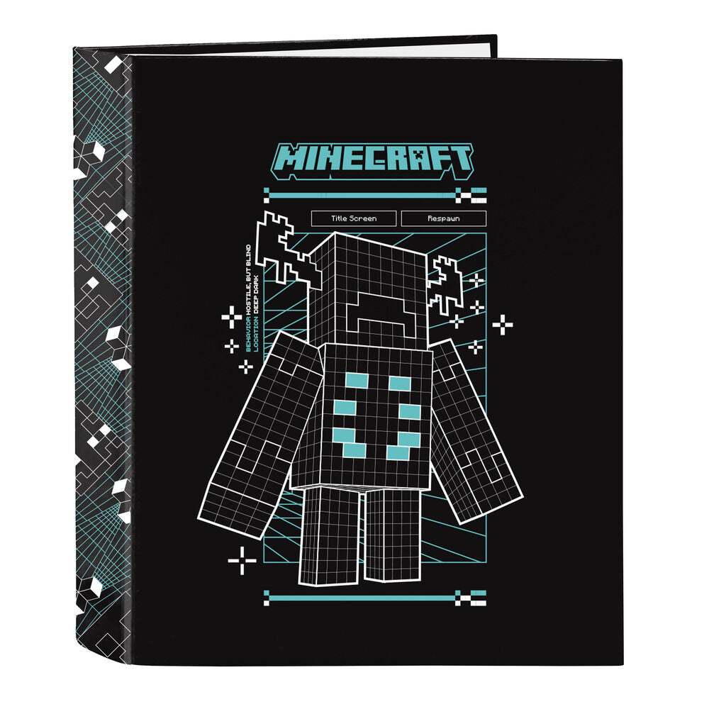 Carpeta A4 Minecraft Screen negra de 4 anillas