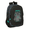 Mochila SAFTA Minecraft negra de 44 cm con diseño pixelado