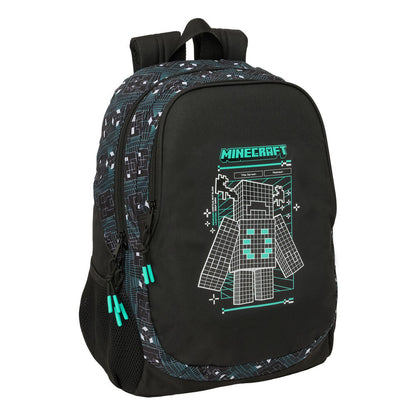 Mochila SAFTA Minecraft negra de 44 cm con diseño pixelado