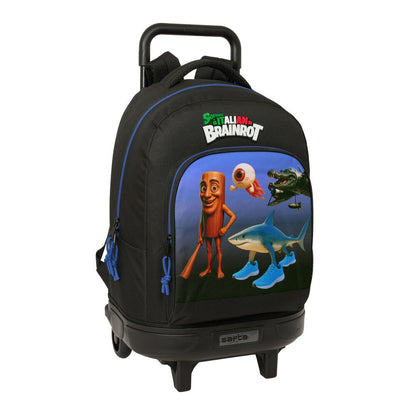 Trolley extraíble SAFTA Italian Brainrot negro y azul de 45 cm
