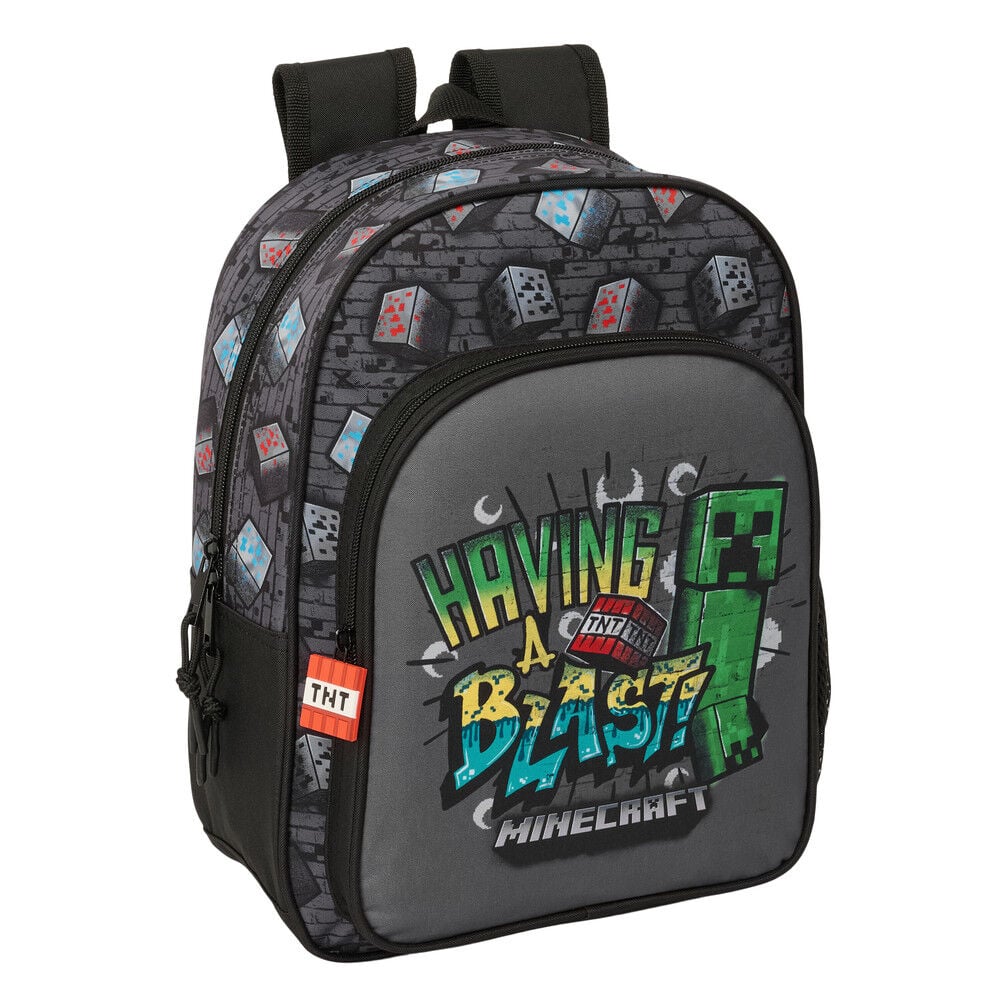 Mochila Minecraft Graffiti negra y gris de 34 cm