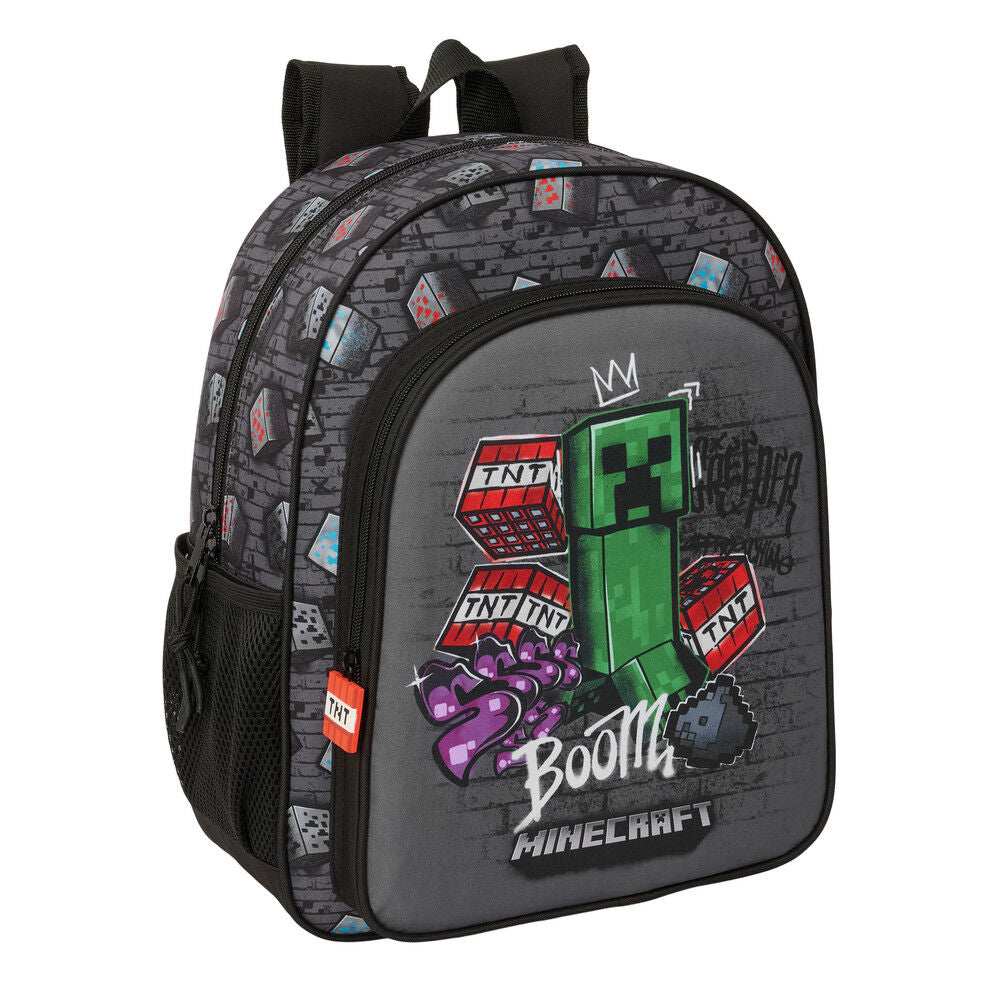 Mochila Graffiti Minecraft SAFTA con Creeper y bloques de TNT