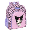 Mochila rosa de Kuromi con bolsillo frontal y bolsillos laterales