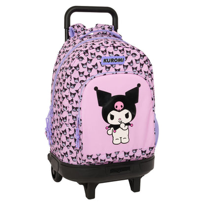 Trolley escolar rosa Kuromi Hello Kitty SAFTA con mochila extraíble