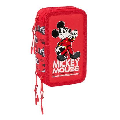 Plumier triple rojo de Mickey Mouse Disney con tres compartimentos