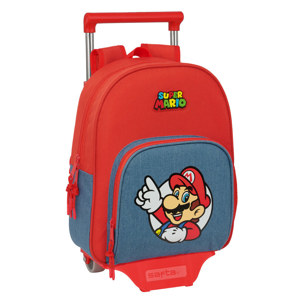 Trolley extraíble rojo y azul de Super Mario con mochila desmontable