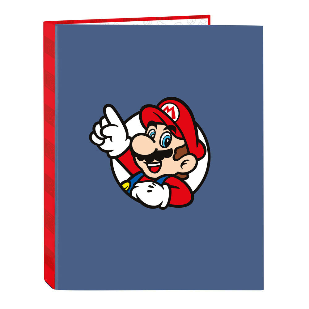 Carpeta A4 de anillas Super Mario SAFTA azul y roja