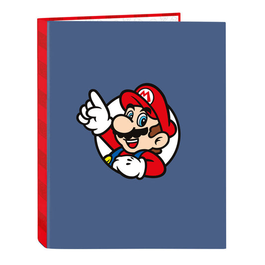 Carpeta A4 de anillas Super Mario SAFTA azul y roja