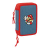 Plumier doble Super Mario Bros azul y rojo con dos compartimentos