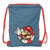 Saco escolar azul de Super Mario con cordones rojos