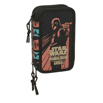 Portatodo triple Star Wars Mandalorian y Grogu con material escolar
