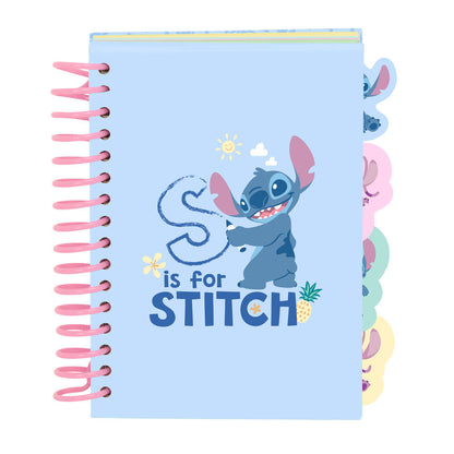 Cuaderno A6 azul de Stitch Disney con espiral rosa