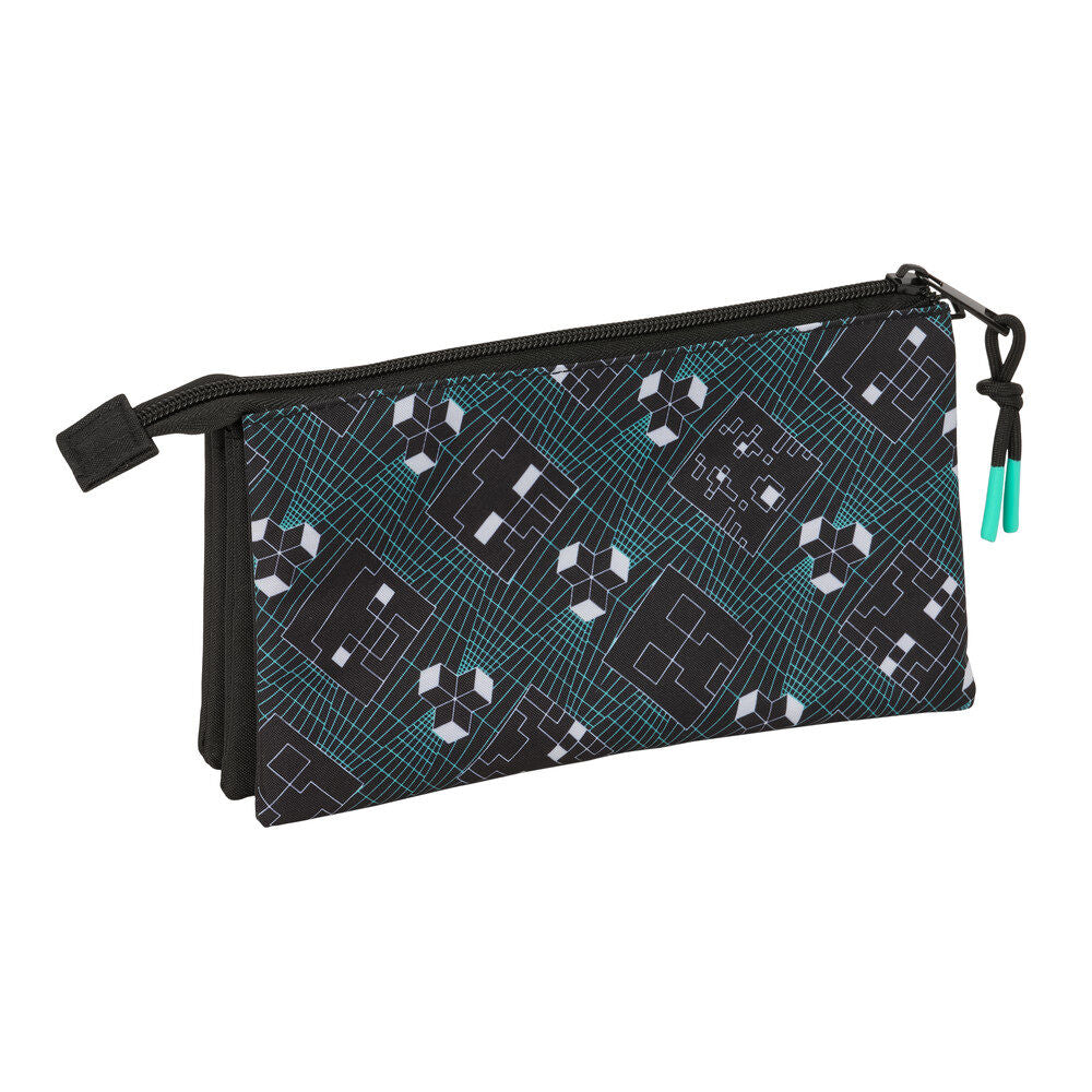 Portatodo triple negro SAFTA Minecraft con gráfico turquesa - 2