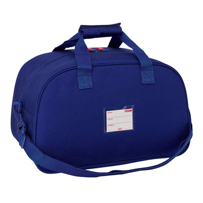 Bolsa de deporte azul marino del Atlético de Madrid con franjas rojas y blancas - 2