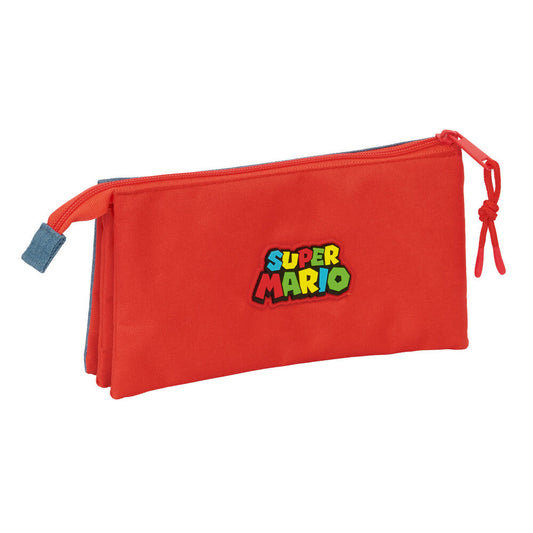 Portatodo triple Super Mario azul con cremalleras rojas - 2