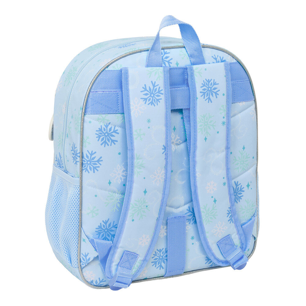 Mochila Frozen Disney azul con Elsa, copos de nieve y bolsillo frontal - 2