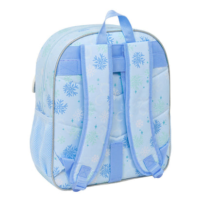 Mochila Frozen Disney azul con Elsa, copos de nieve y bolsillo frontal - 2