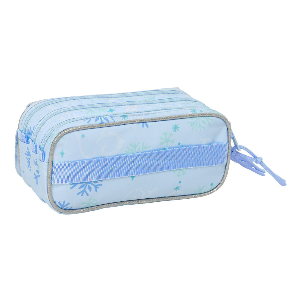 Portatodo triple Frozen Disney azul con Elsa y tres cremalleras - 2
