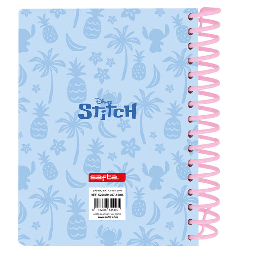 Cuaderno azul con anillas rosas y diseño de Stitch Disney - 2