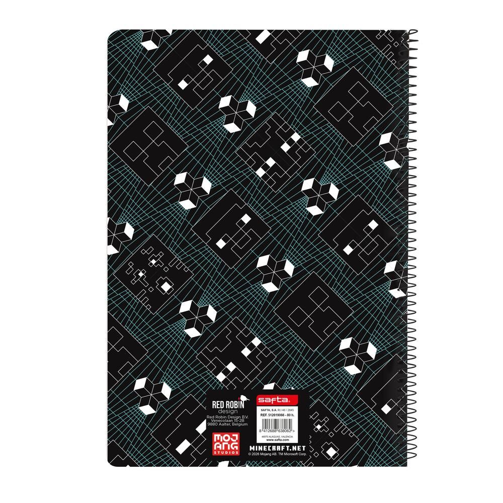 Cuaderno A4 de espiral Minecraft Screen con portada negra y personaje geométrico - 2