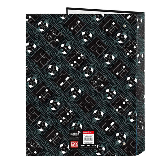Carpeta A4 Minecraft Screen negra con 4 anillas y figura pixelada - 2