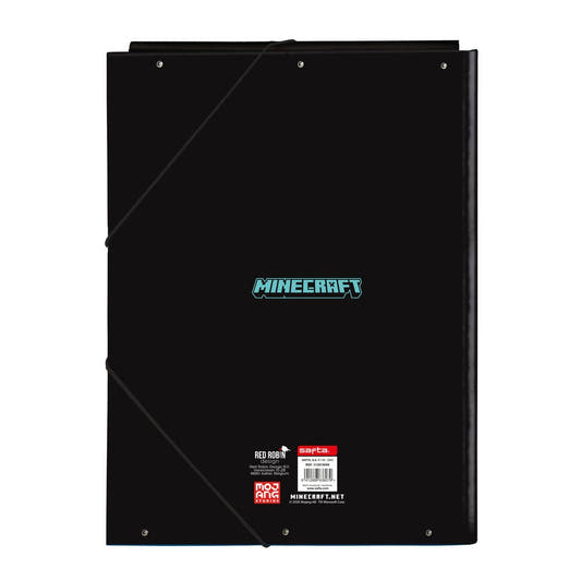 Carpeta A4 Minecraft Screen negra con personaje pixelado y cierre de gomas - 2