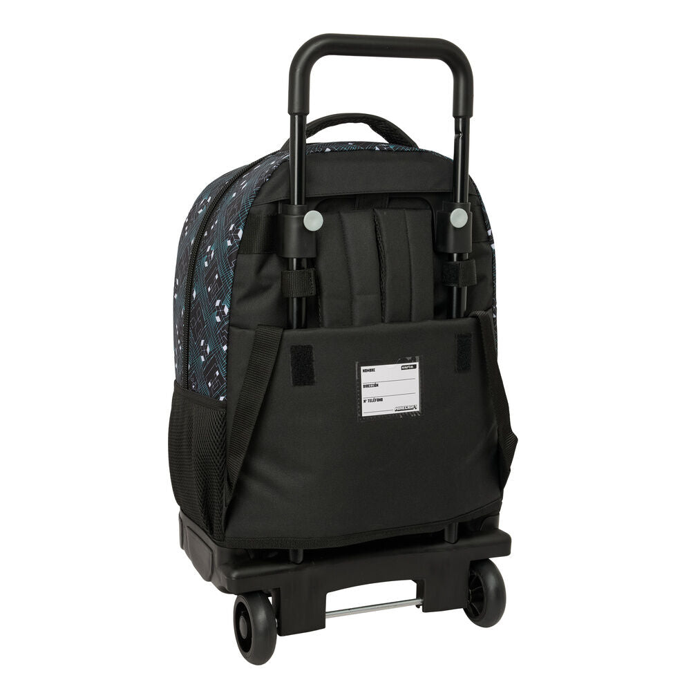 Trolley extraíble Minecraft Screen de SAFTA con mochila negra y detalles turquesa - 2