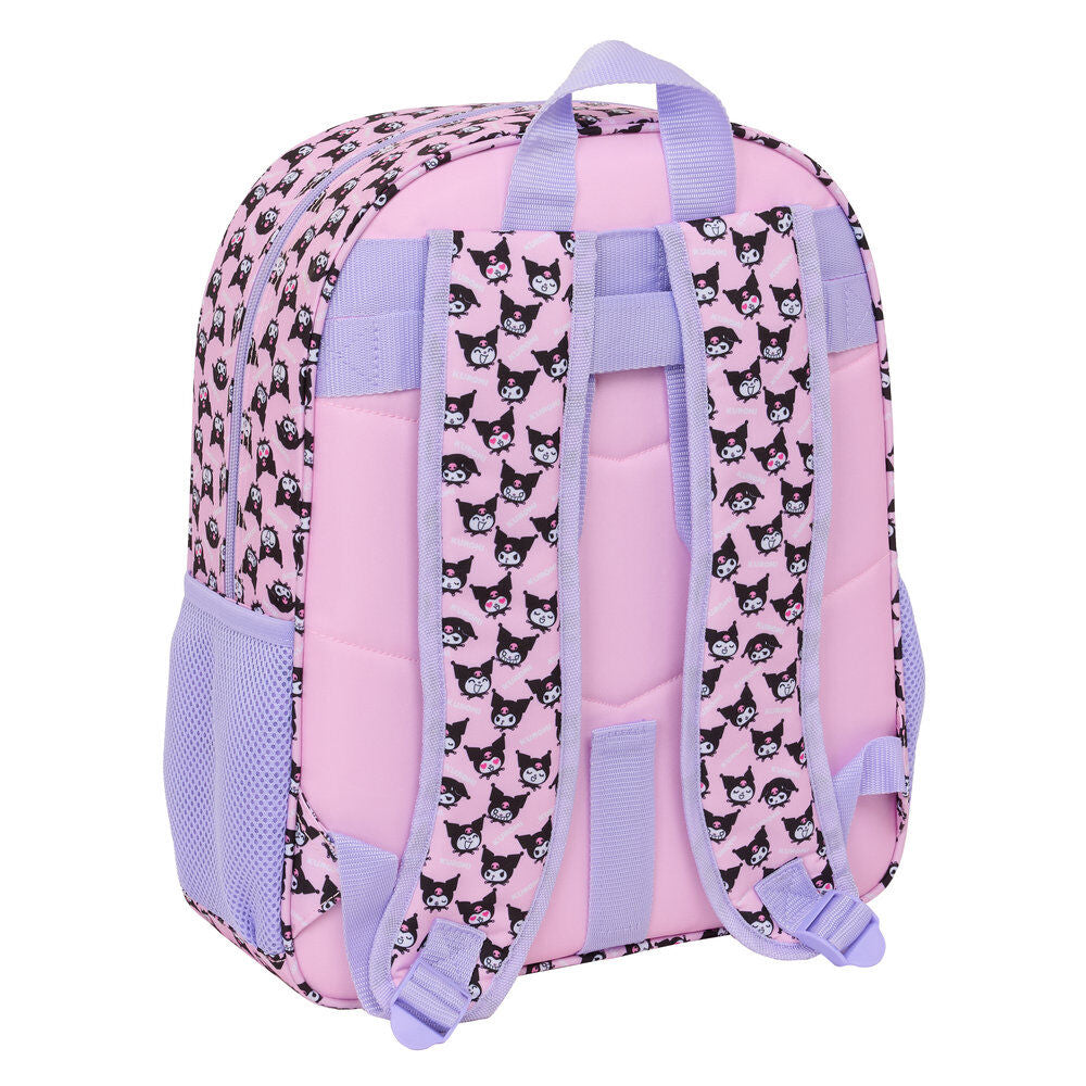 Mochila rosa de Kuromi con bolsillo frontal y bolsillos laterales - 2