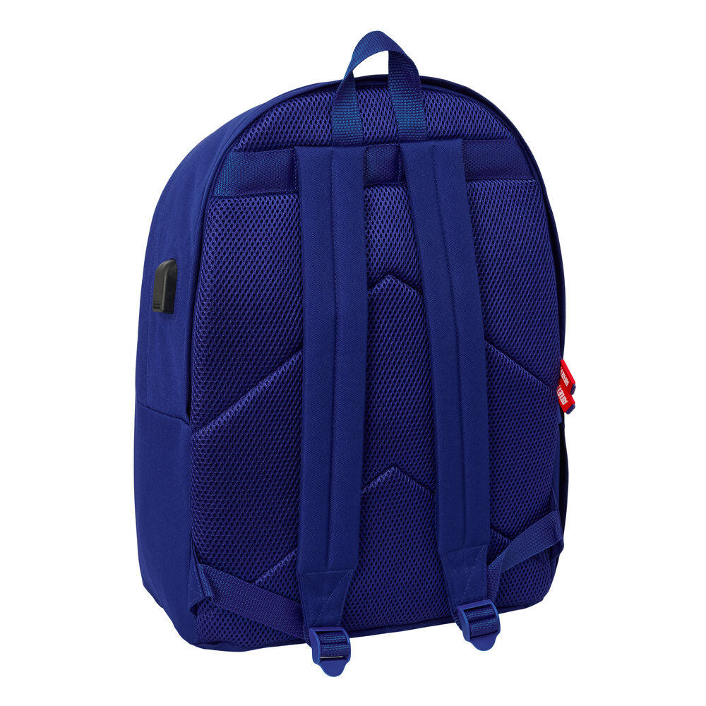 Mochila azul marino del Atlético de Madrid SAFTA con franjas rojas y blancas - 2