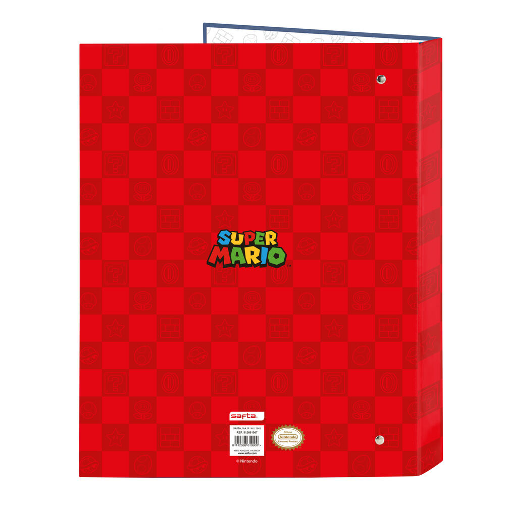 Carpeta A4 de anillas Super Mario SAFTA azul y roja - 2