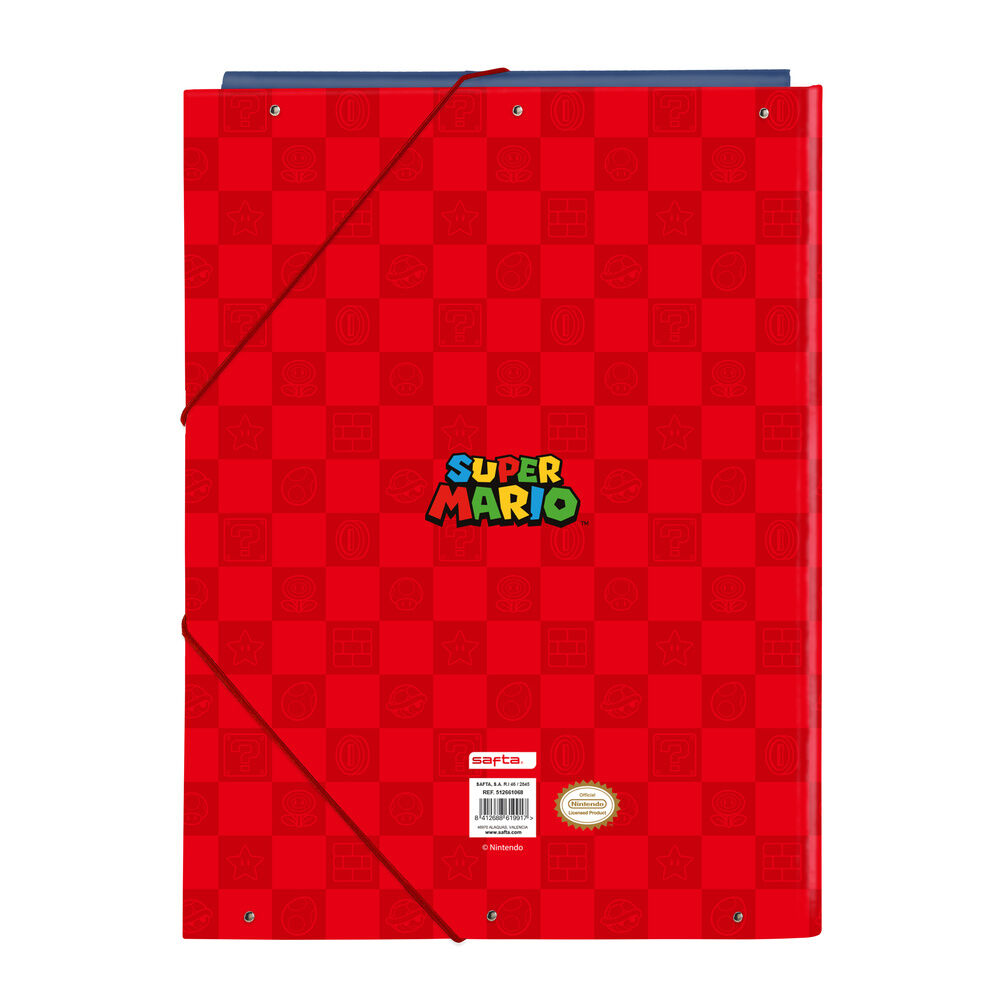 Carpeta A4 azul de Super Mario con cierre de gomas y tres solapas - 2