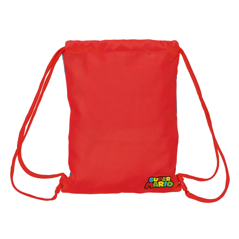 Saco escolar azul de Super Mario con cordones rojos - 2