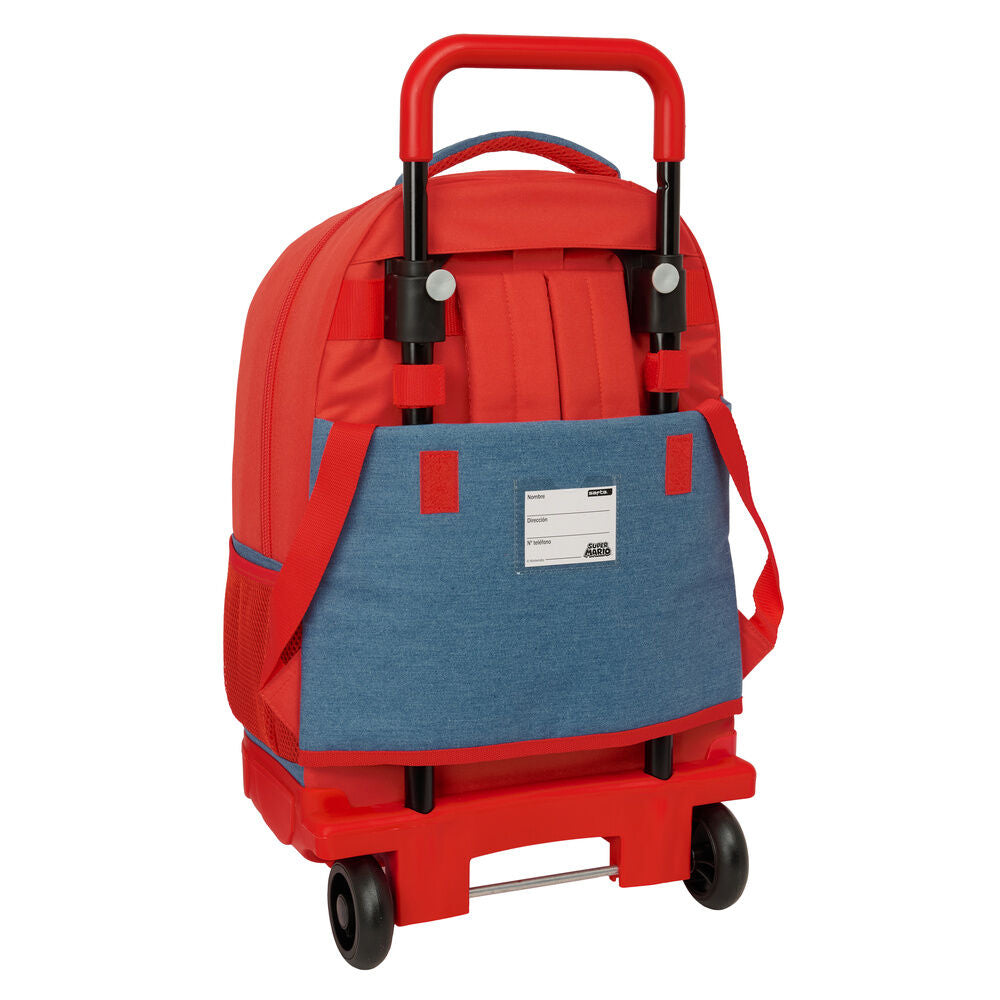 Trolley extraíble rojo y azul de Super Mario con mochila y ruedas - 2