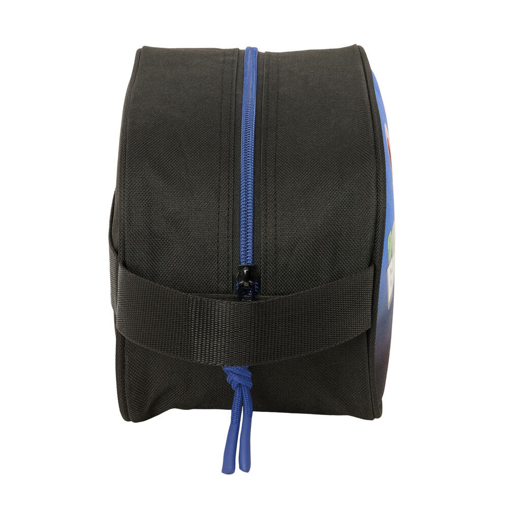 Neceser SAFTA Italian Brainrot negro y azul con asa lateral - 2