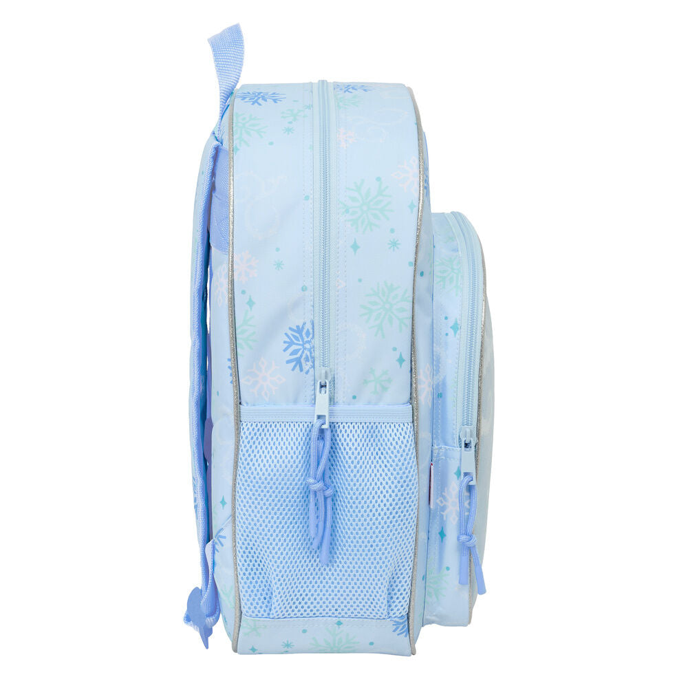 Mochila Frozen Disney azul con Elsa, copos de nieve y bolsillo frontal - 3