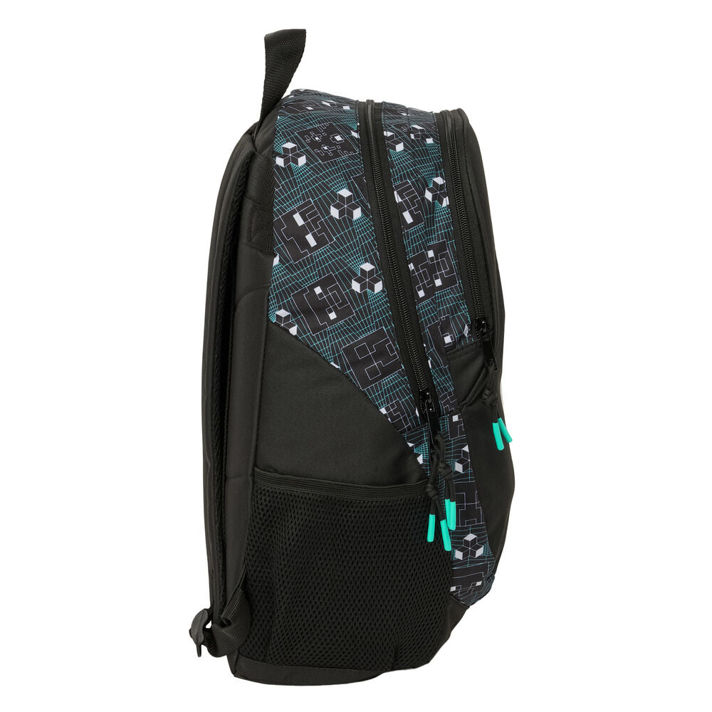 Mochila SAFTA Minecraft negra de 44 cm con diseño pixelado - 3