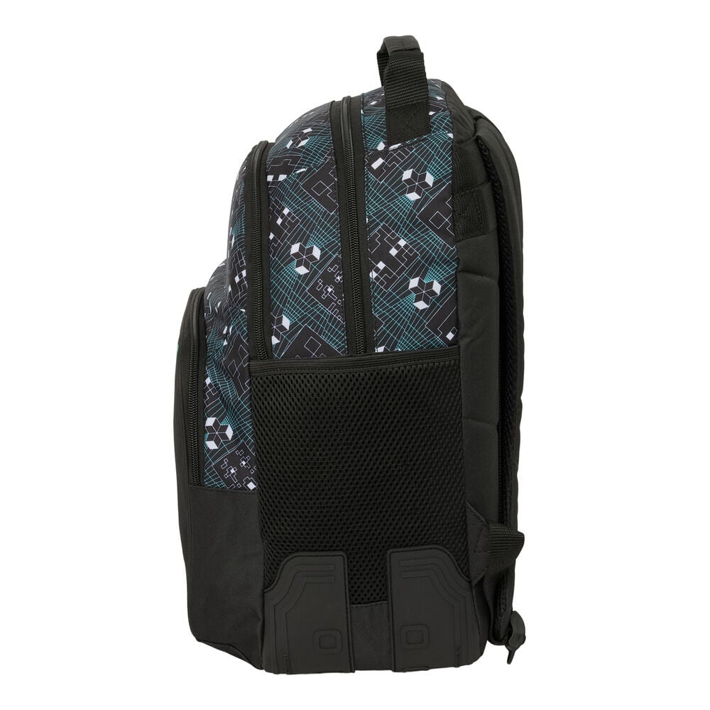 Mochila Minecraft Screen negra con detalles turquesa y bolsillo frontal - 3