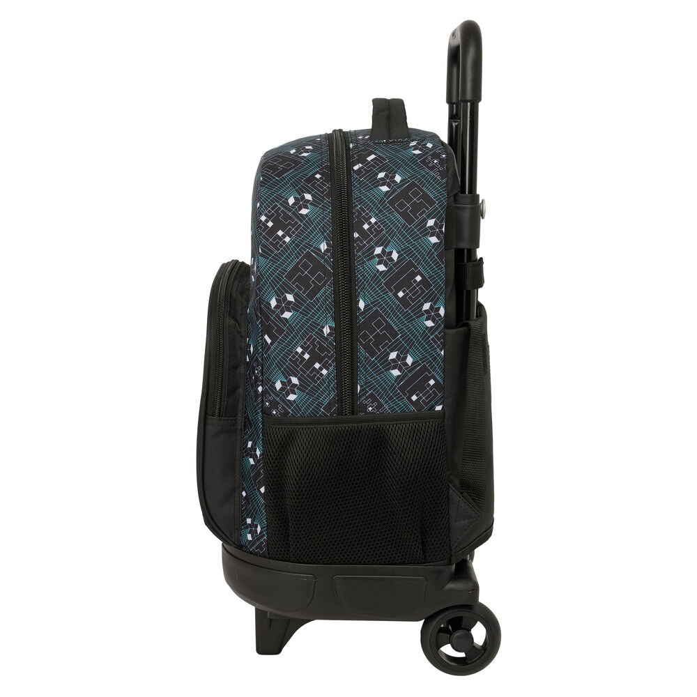 Trolley extraíble Minecraft Screen de SAFTA con mochila negra y detalles turquesa - 3