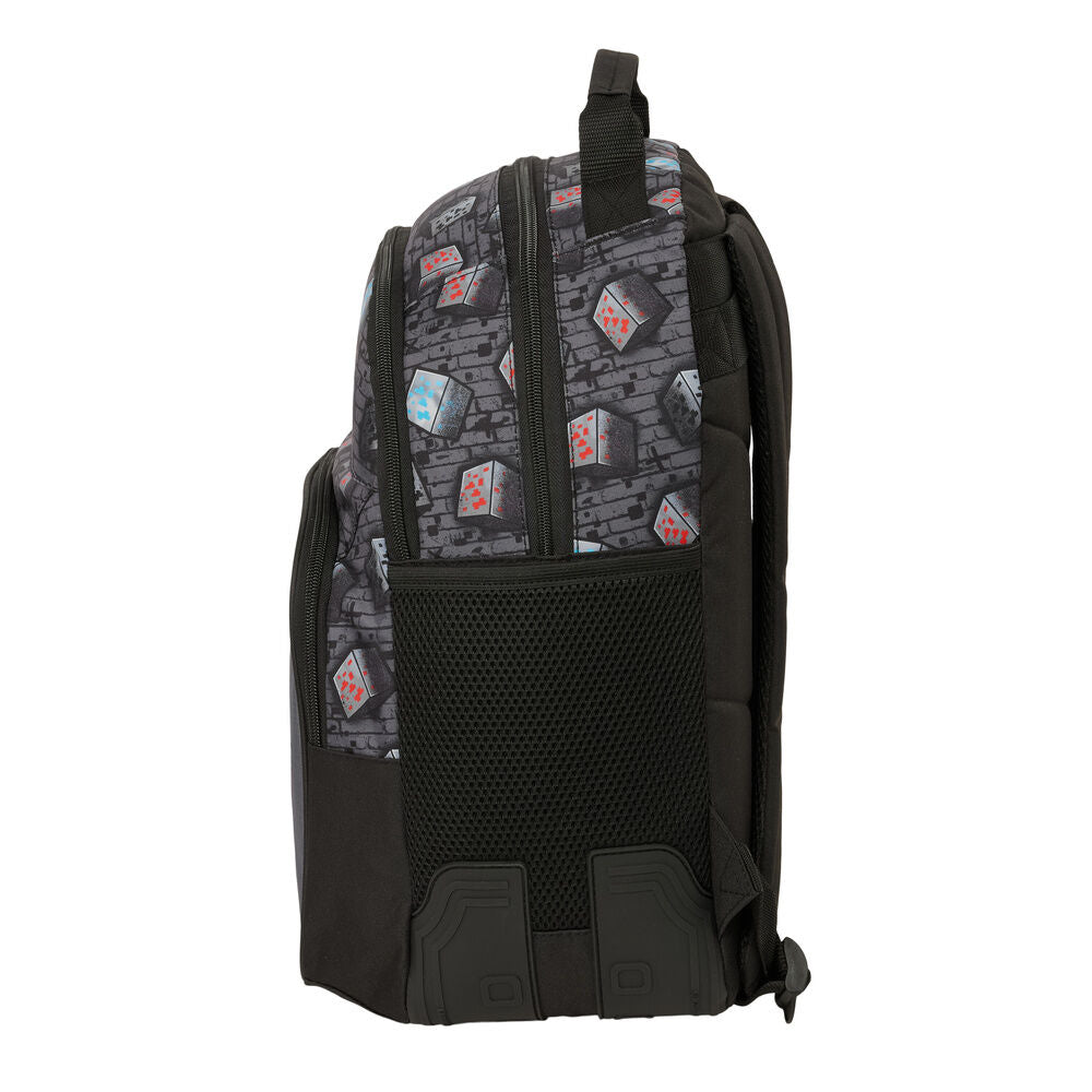 Mochila Minecraft Graffiti negra y gris con Creeper y TNT - 3