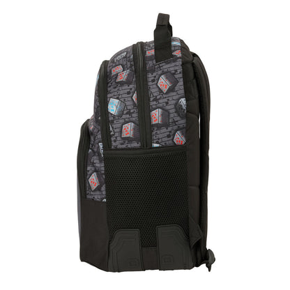 Mochila Minecraft Graffiti negra y gris con Creeper y TNT - 3