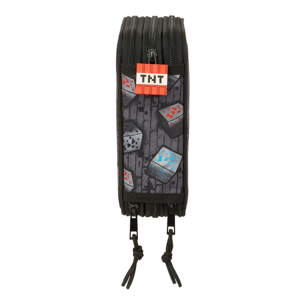 Plumier triple Minecraft Graffiti con Creeper y bloques de TNT - 3