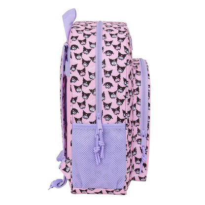 Mochila rosa de Kuromi con bolsillo frontal y bolsillos laterales - 3