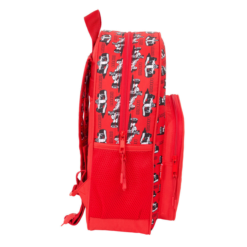 Mochila roja de Mickey Disney con estampado de coches de carreras - 3