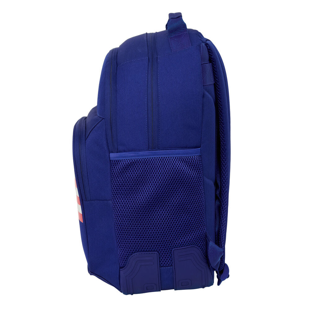 Mochila azul SAFTA del Atlético de Madrid con escudo y franjas rojas y blancas - 3