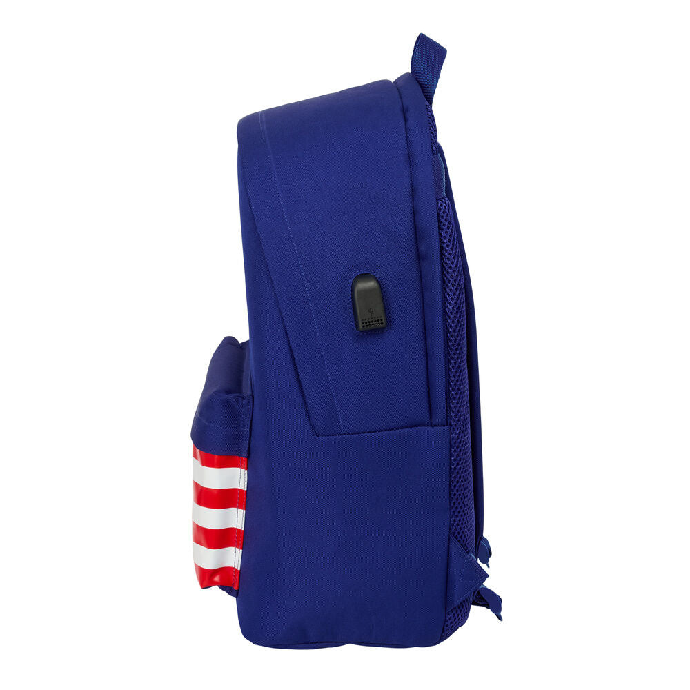 Mochila azul marino del Atlético de Madrid SAFTA con franjas rojas y blancas - 3