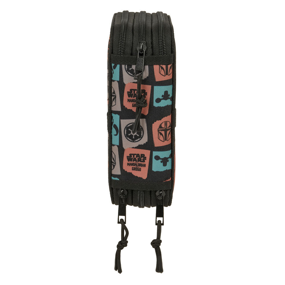 Portatodo triple Star Wars Mandalorian y Grogu con material escolar - 3