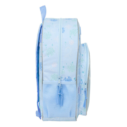 Mochila escolar azul de Frozen con Elsa y copos de nieve - 3