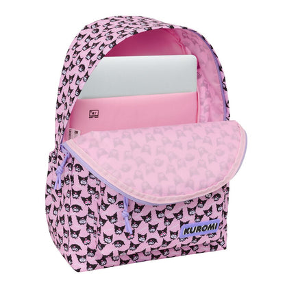 Mochila rosa Kuromi Hello Kitty con bolsillo frontal - 4